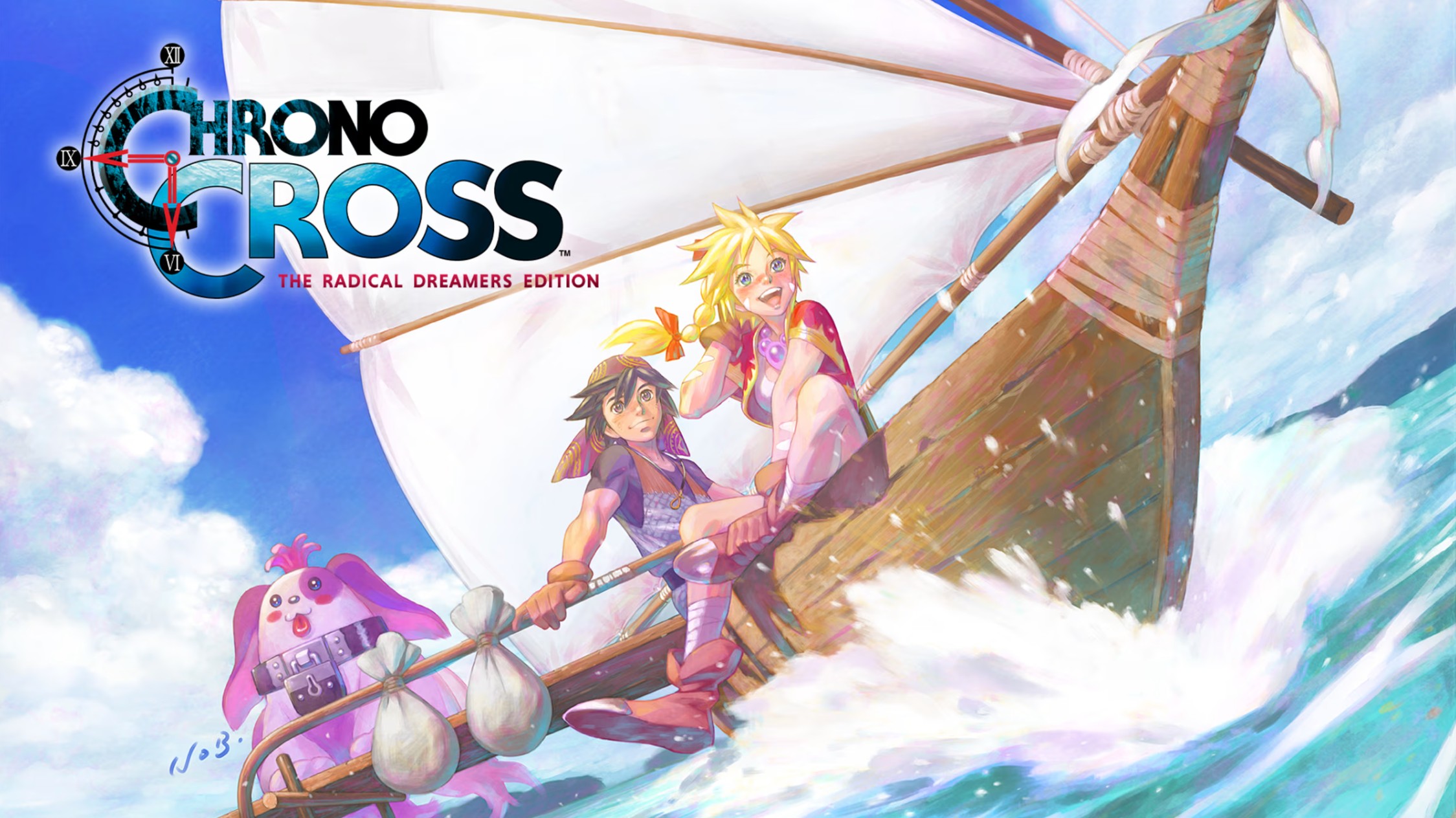 Chrono Cross cover art featuring Serge and the world of El Nido